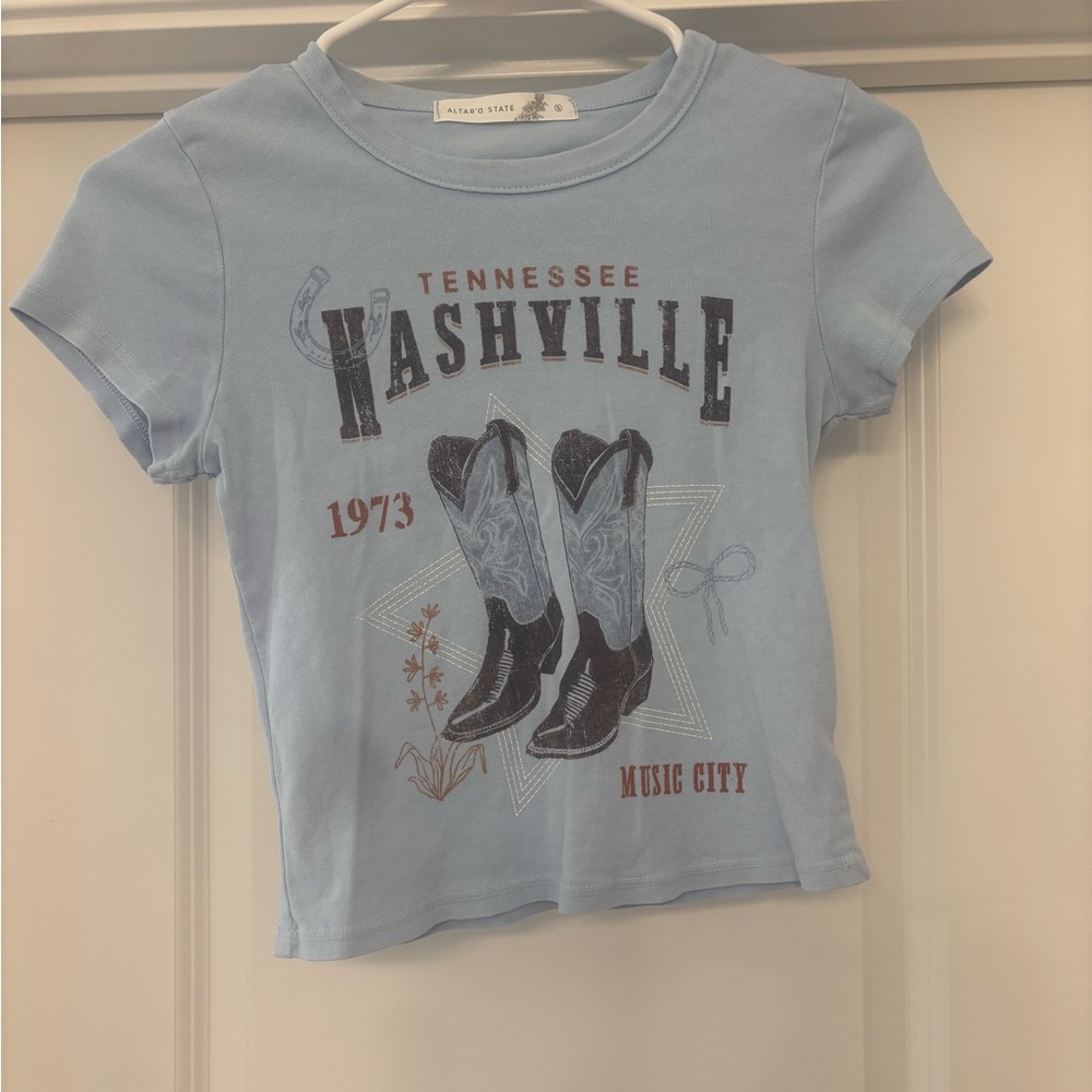 Alter’d State Women Light Blue Nashville Graphic Tee